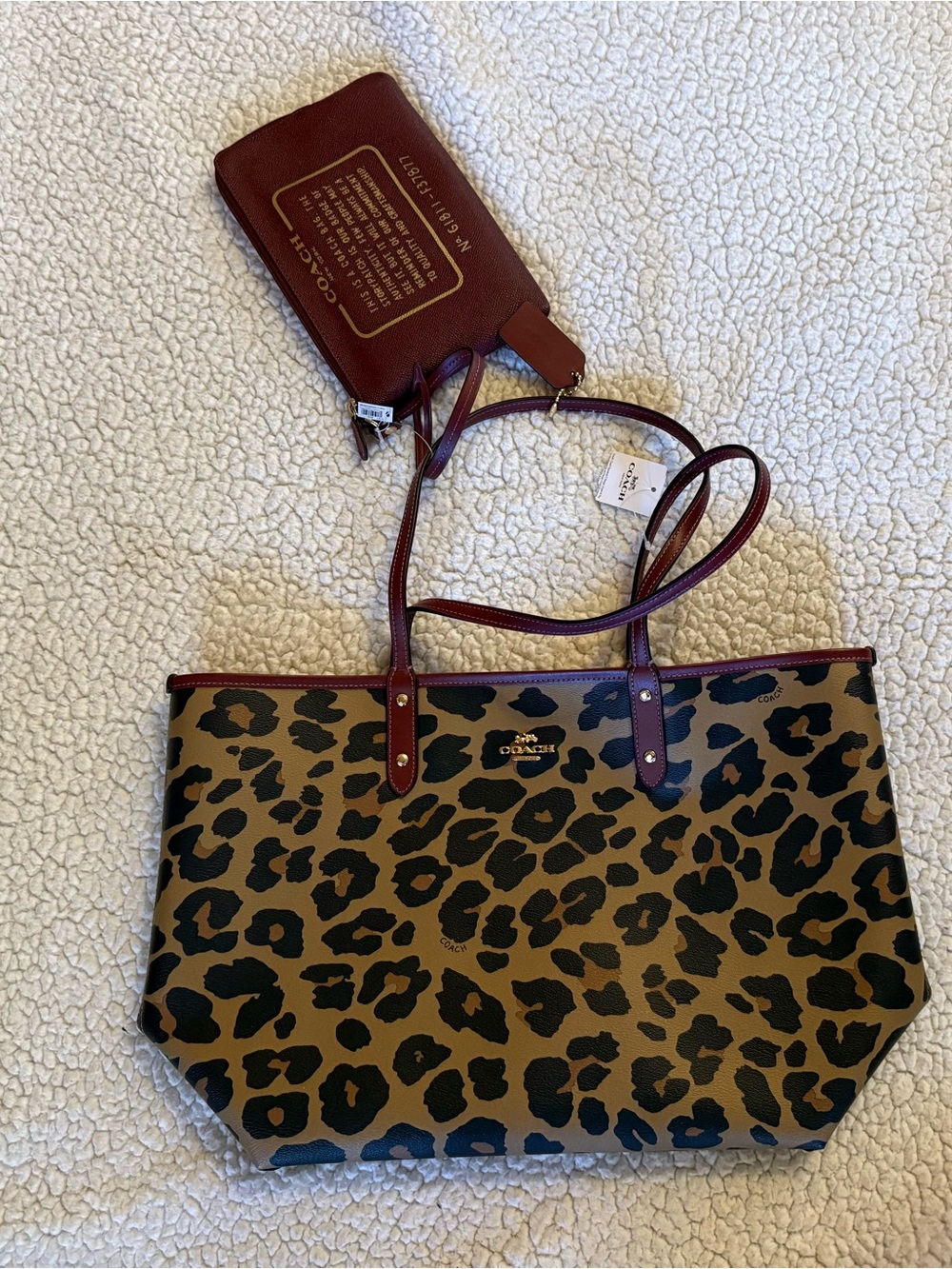 Coach Leopard Print Reversible CityTote Bag NWT